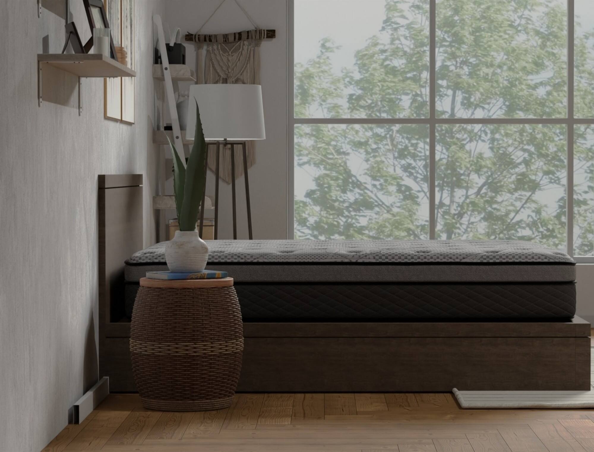 Alt View 2. Glintex - 12" Medium Firm Hybrid Twin Mattress with Cooling Gel Foam, Pocketed Coil Support, CertiPUR-US Certified - Black+ Gray.