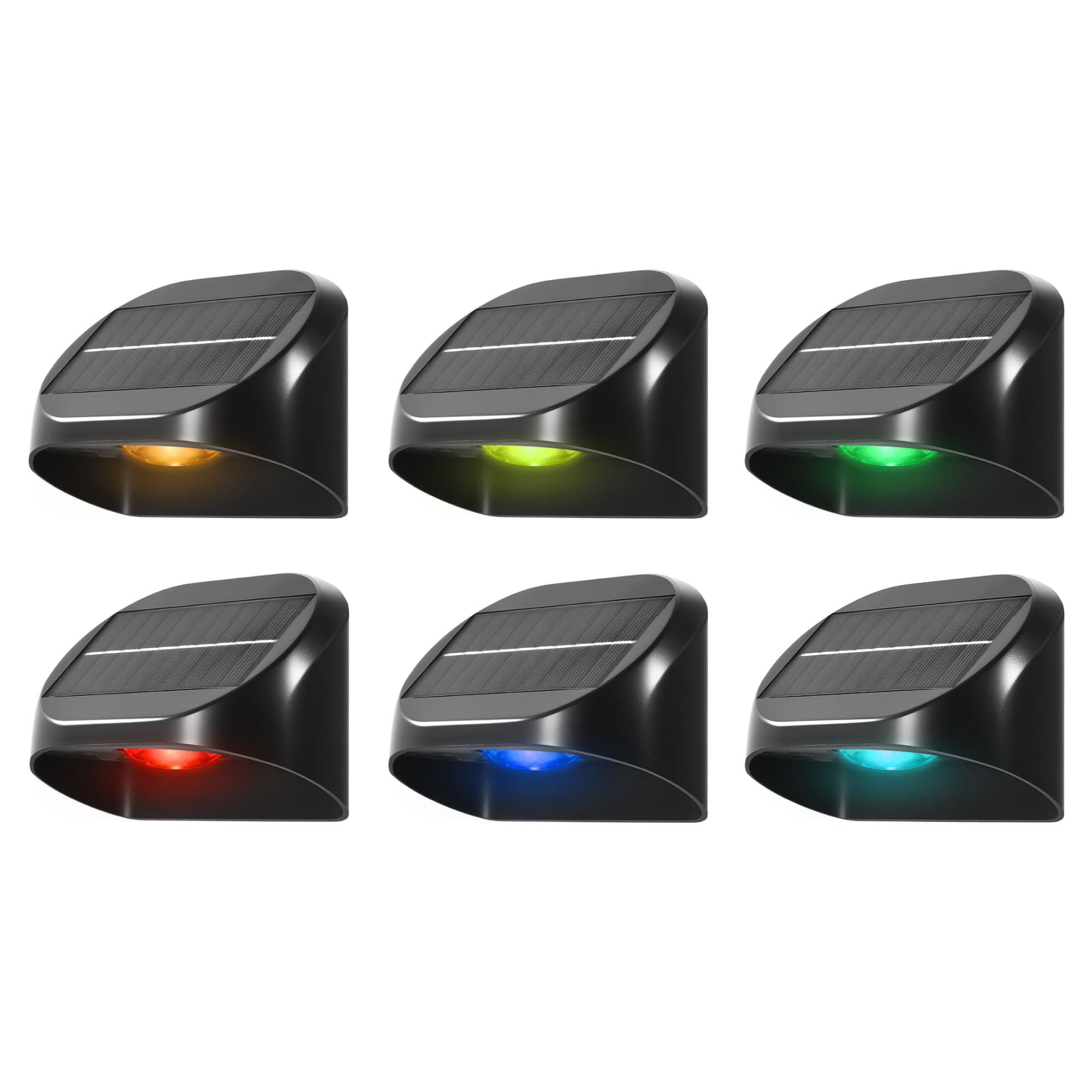 Unique Bargains - 6pcs Solar Fence Lights Outdoor Solar Deck Lights with RGB 10 Mode Waterproof Fence Light for Outside Stairs Backyard - Black