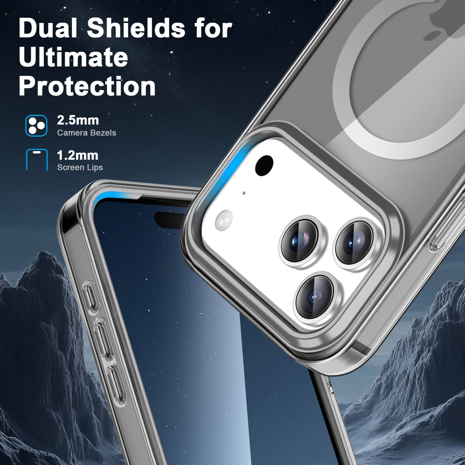 Dual Shields for Ultimate Protection

2.5mm Camera Bezels

1.2mm Screen Lips