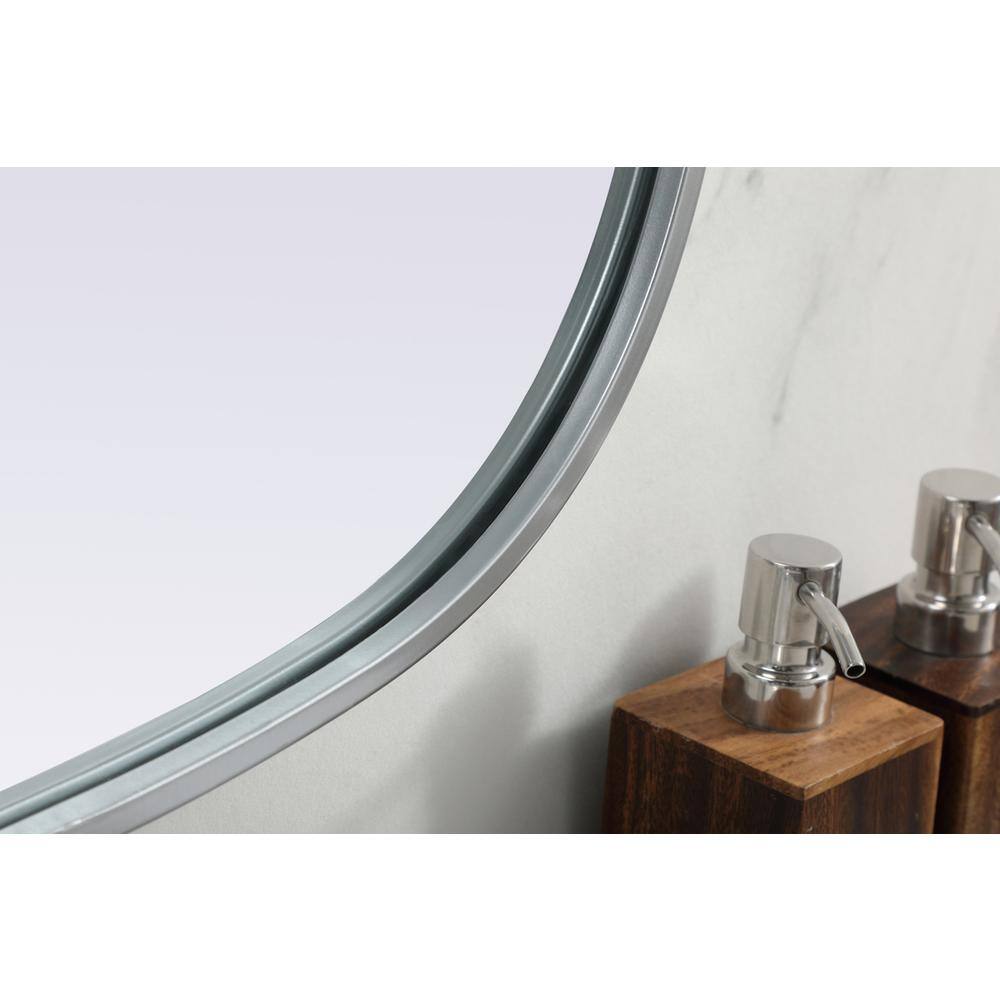 Alt View 2. Elegant Decor - Metal Frame Oval Mirror 20x36 Inch in Silver - Silver.