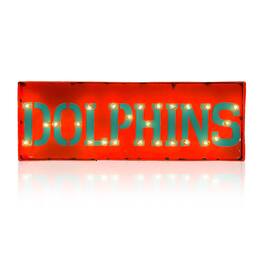 Imperial - Miami Dolphins 25" x 9" Lighted Recycled Metal Street Sign - Multicolor