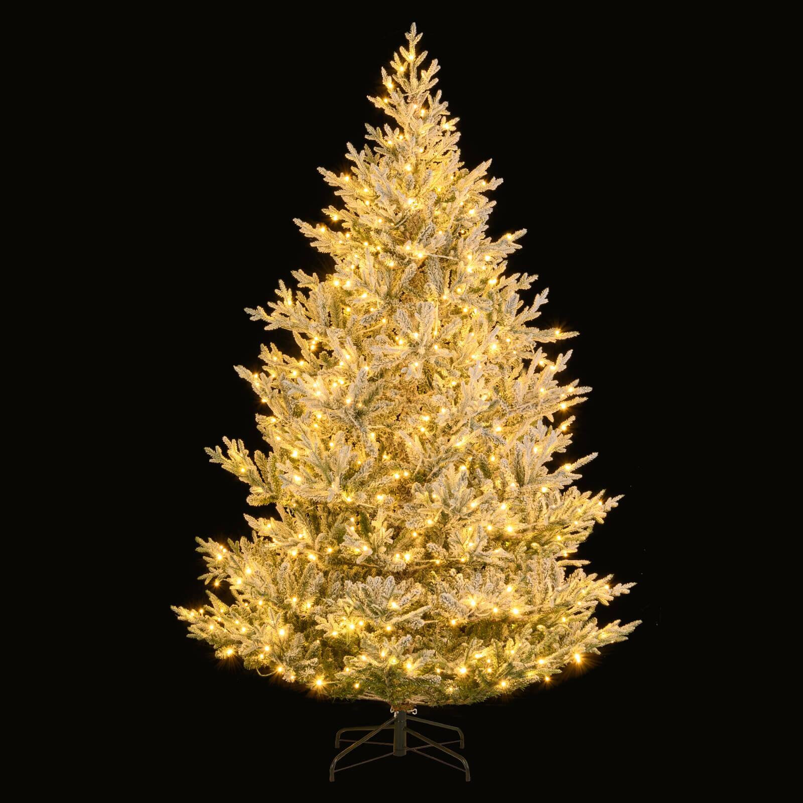 Alt View 9. Costway - Costway 8 FT Artificial Christmas Tree with 1470 Flocked Branch Tips, 580 Warm White LED Lights - White,Green.