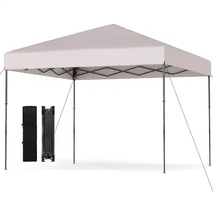 Front. Costway - Costway 10 X 10 FT Pop up Canopy Tent with Portable Carrying Bag 8 Stakes 4 Wind Ropes - Yellow.