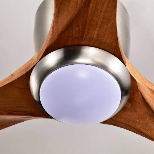 Alt View 6. LUCKY ONE - 52" Flush Mount Ceiling Fan with Light Remote 3 Wood Blades 6-Speed - Nickel.
