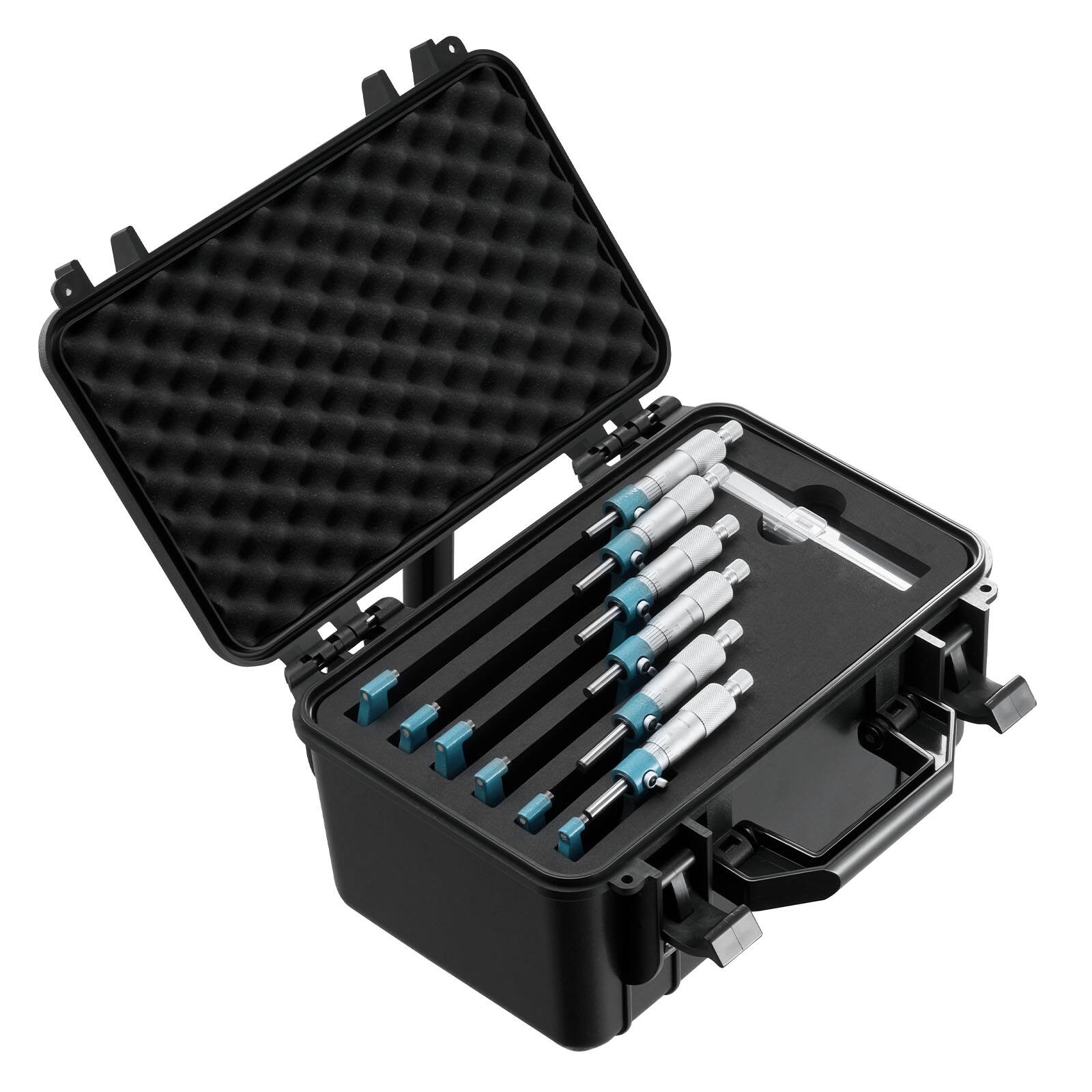 Alt View 5. VEVOR - 6 PCS Micrometer Set, 0-1"/1-2"/2-3"/3-4"/4-5"/5-6" Machinist Outside Micrometer, Precision 0.0001 Accuracy - Blue/Silver.