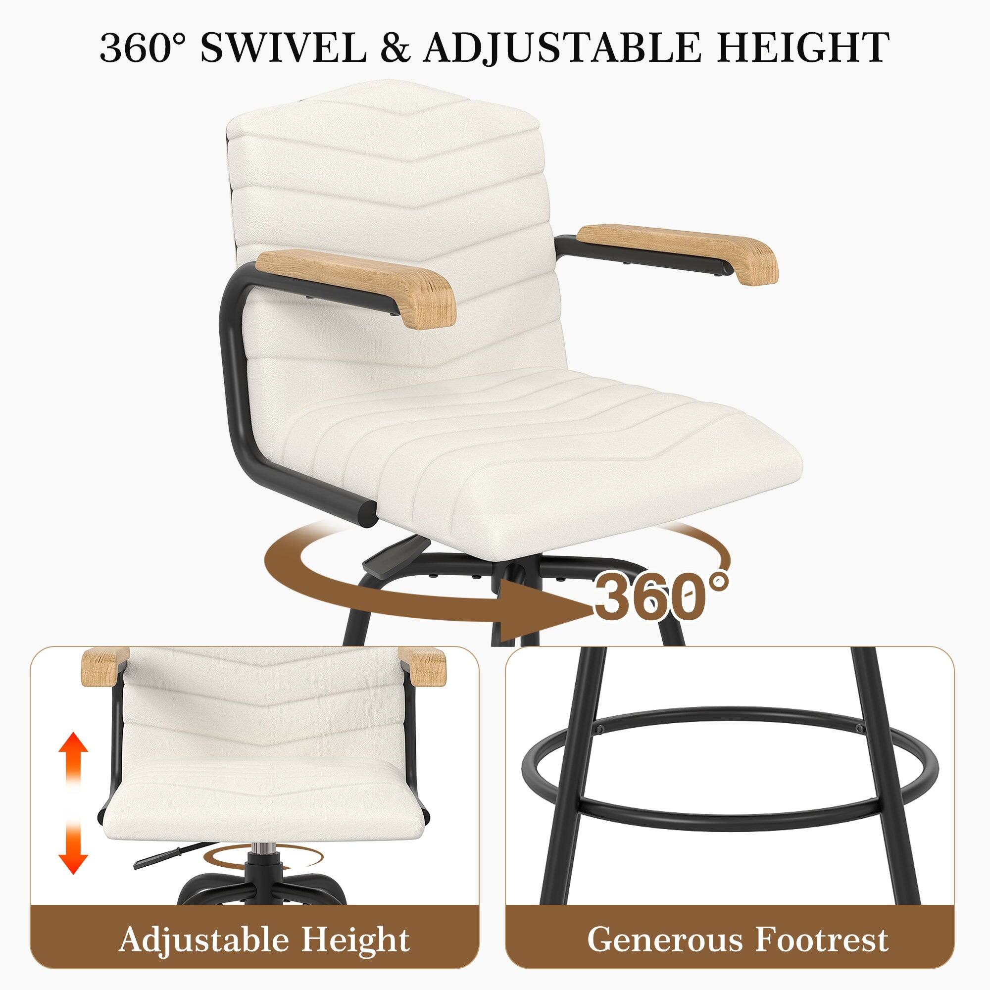 360° SWIVEL & ADJUSTABLE HEIGHT

Adjustable Height

Generous Footrest