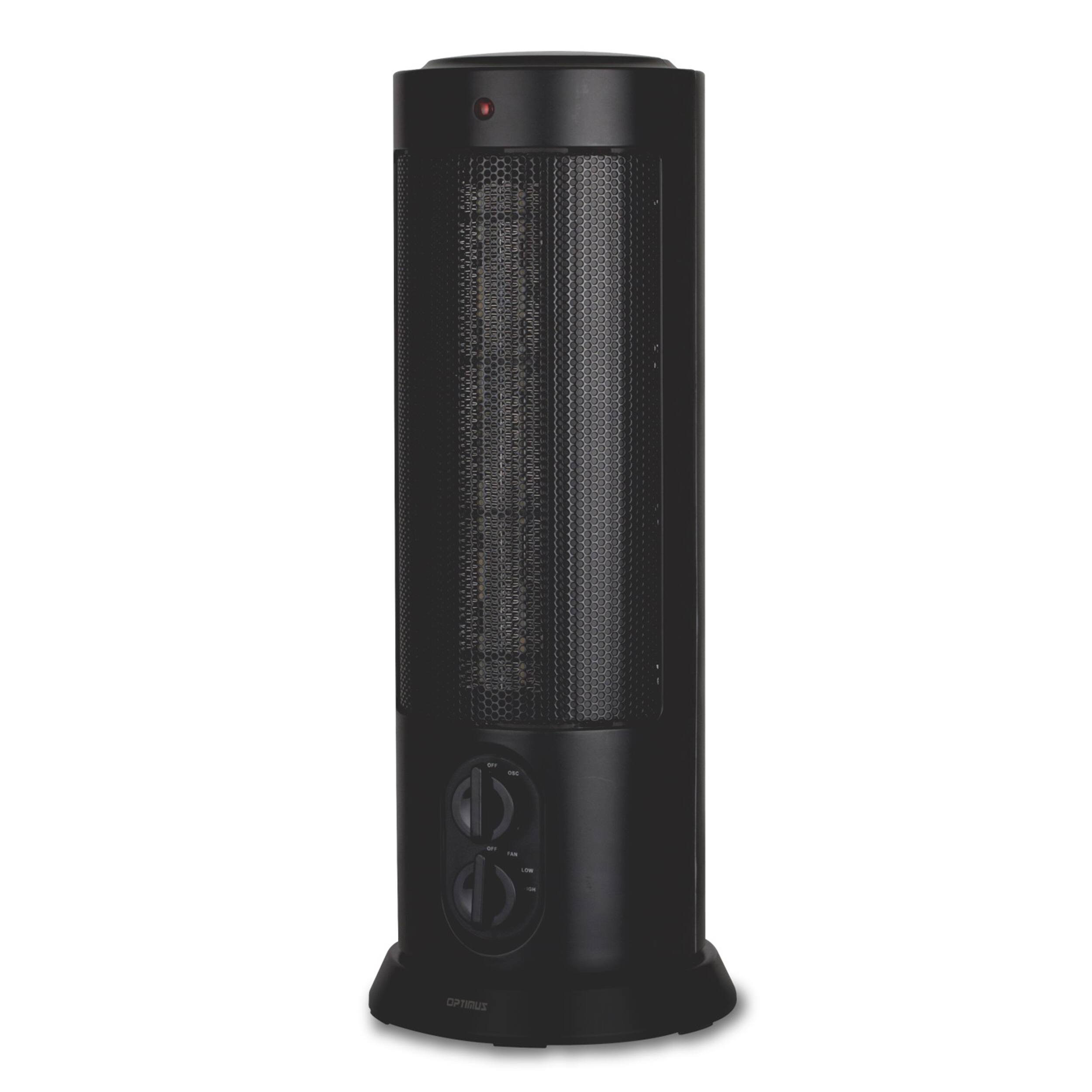 Front. Optimus - Optimus 18 in. Oscillating Tower Heater w/ Thermostat - Black.
