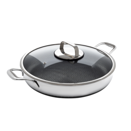 Livwell Brands - DiamondClad™ 14" Hybrid Nonstick Stainless Steel Everything Pan Set w/ Tempered Glass Lid - Silver/Black