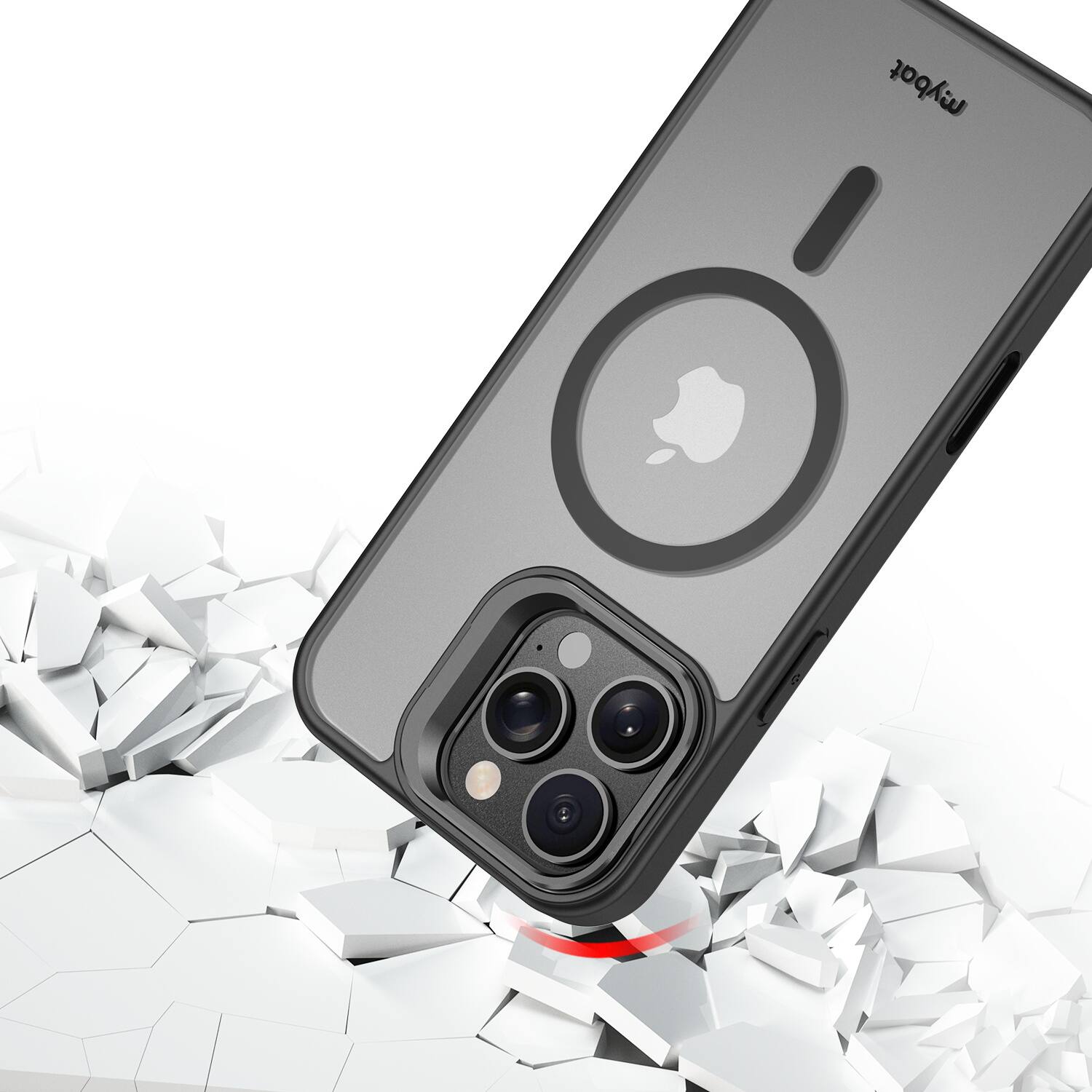 Alt View 3. Mybat - MyBat InFrame MagSafe Case with Kickstand for Apple iPhone 16 Pro - Black - Clear/Black.