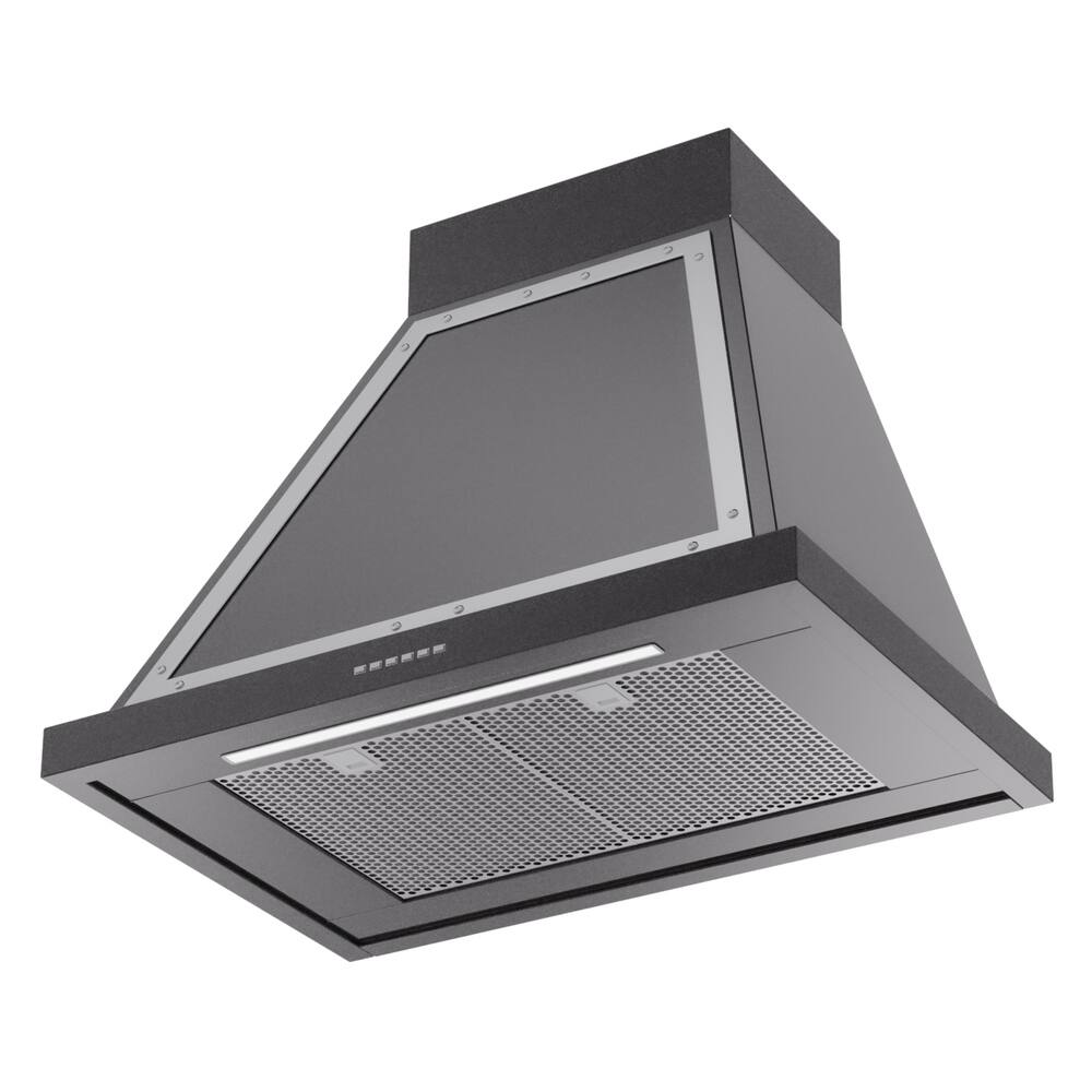 Alt View 2. ILVE - ILVE Nostalgie II Series 30 in. Noblesse Wall Mount Range Hood with 600 CFM (Chrome Trim) - Glossy Black.