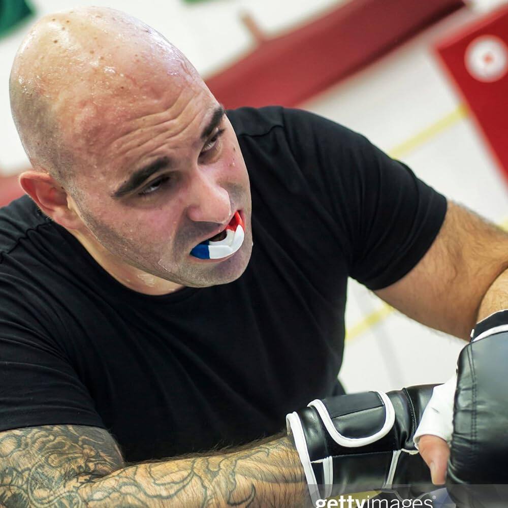 Alt View 6. Amber Sporting Goods - Custom Fit Sports Mouthpiece for MMA & Boxing, Comfortable Protection, Red/White/Blue – Pack of 100 - Red/White/Blue.