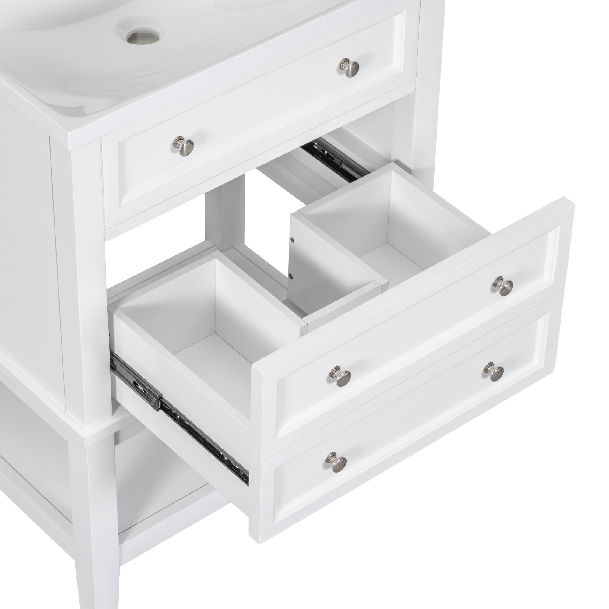 Alt View 5. Tiramisubest - 24" Bathroom Vanity With Sink, Bathroom Storage Cabinet with Drawer and Open Shelf,White - White.