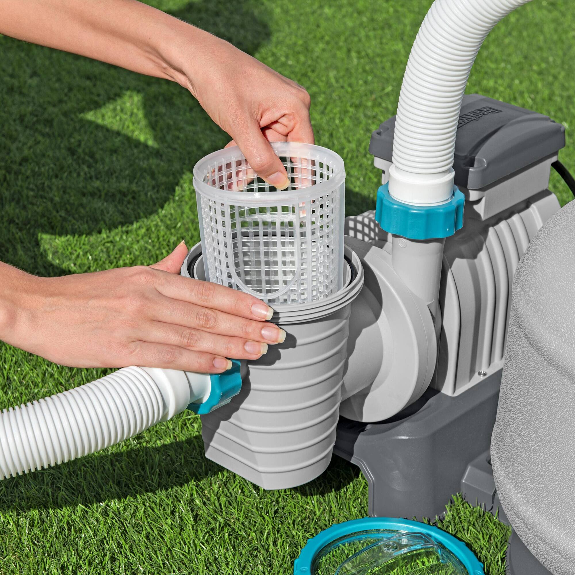 Alt View 3. Bestway - Bestway 2,200 Gallon Sand Filter Pump for Above Ground Outdoor Swimming Pools - Grey.