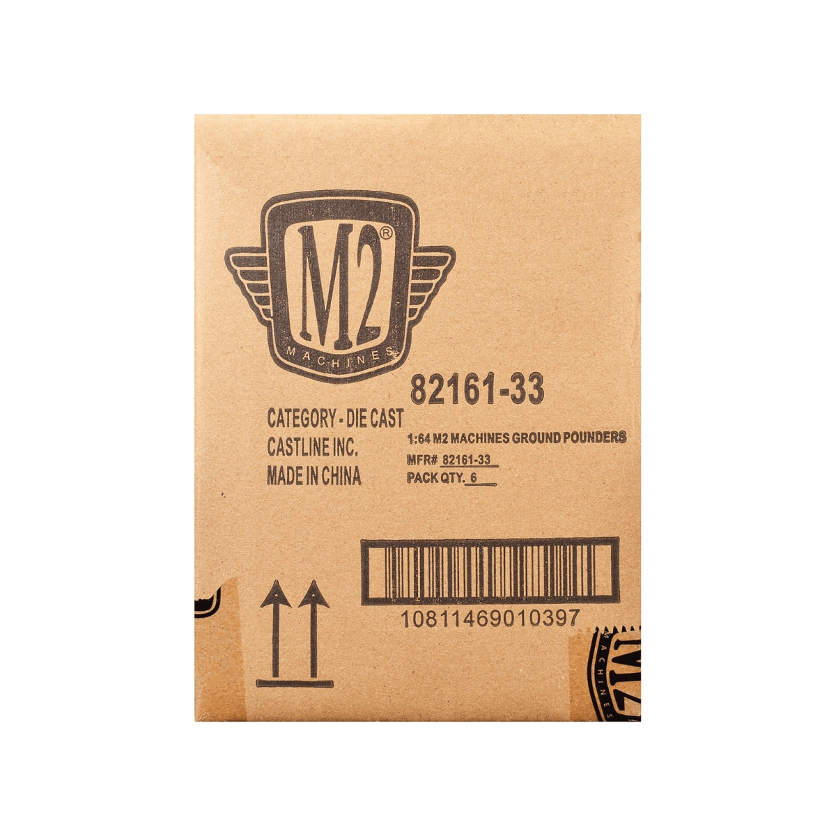 M2 MACHINES  
82161-33  
CATEGORY: DIE CAST  
1:64 M2 MACHINES GROUND POUNDERS  
CASTLINE INC.  
MFR# 82161-33  
MADE IN CHINA  
PACK QTY. 6  
10811469010397