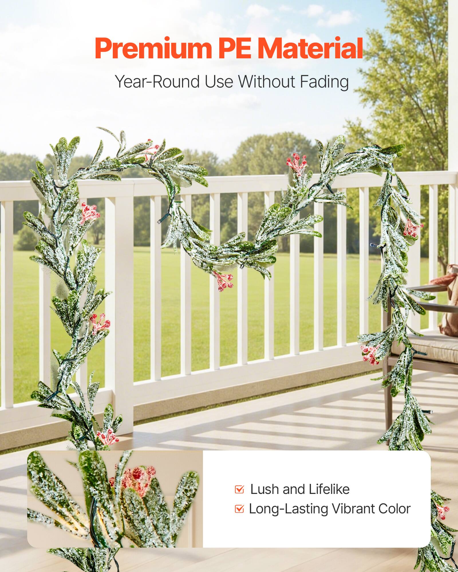 Premium PE Material  
Year-Round Use Without Fading  

- Lush and Lifelike  
- Long-Lasting Vibrant Color