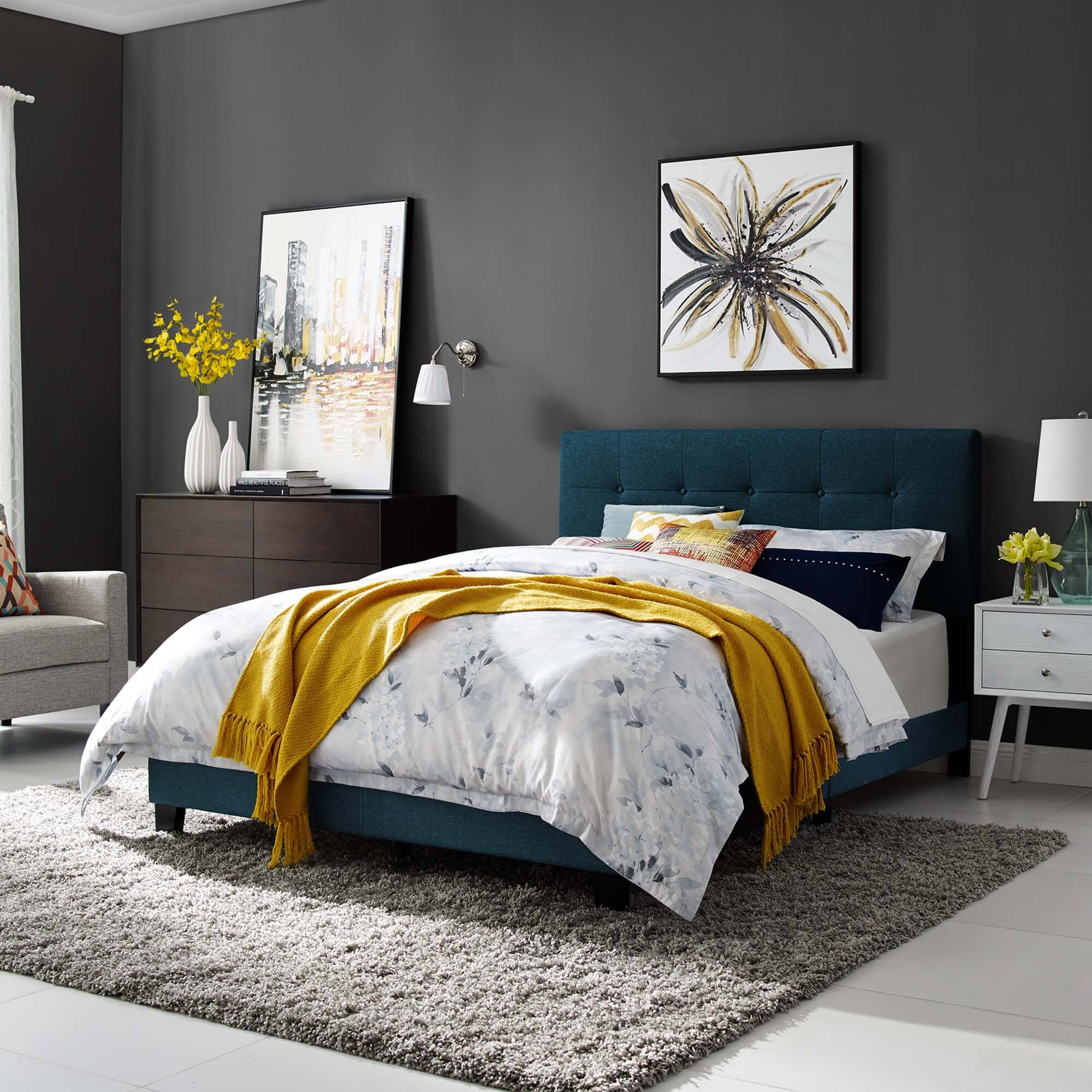 Alt View 3. Modway - Celine Channel Tufted Performance Velvet Full Bed - Blue.