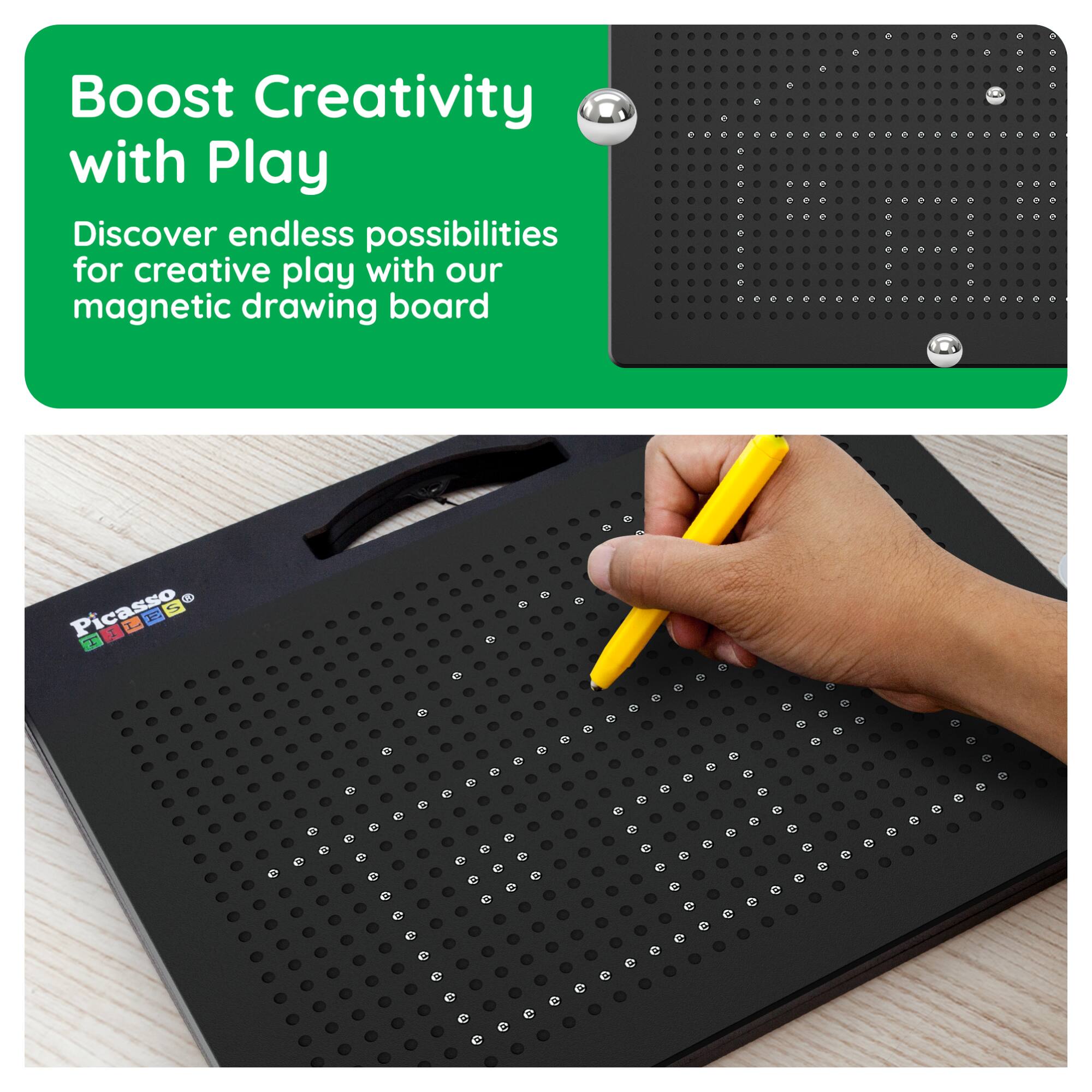 Boost Creativity with Play

Discover endless possibilities for creative play with our magnetic drawing board

Picasso Tiles