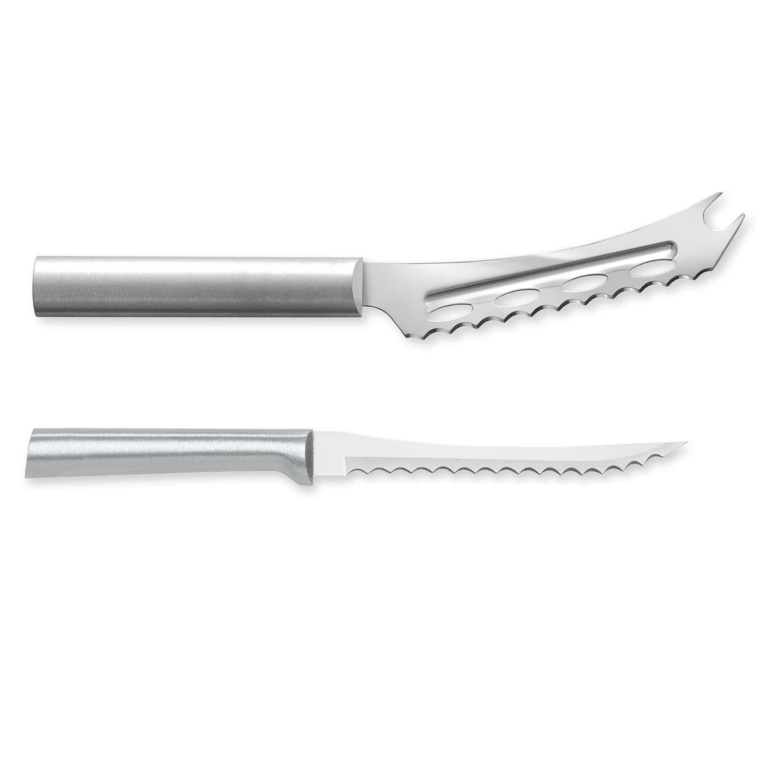 Rada - Cutlery 5.25-Inch Cheese Knife & 5-Inch Tomato Slicer, Stainless Steel Serrated Blades, Handles - Silver