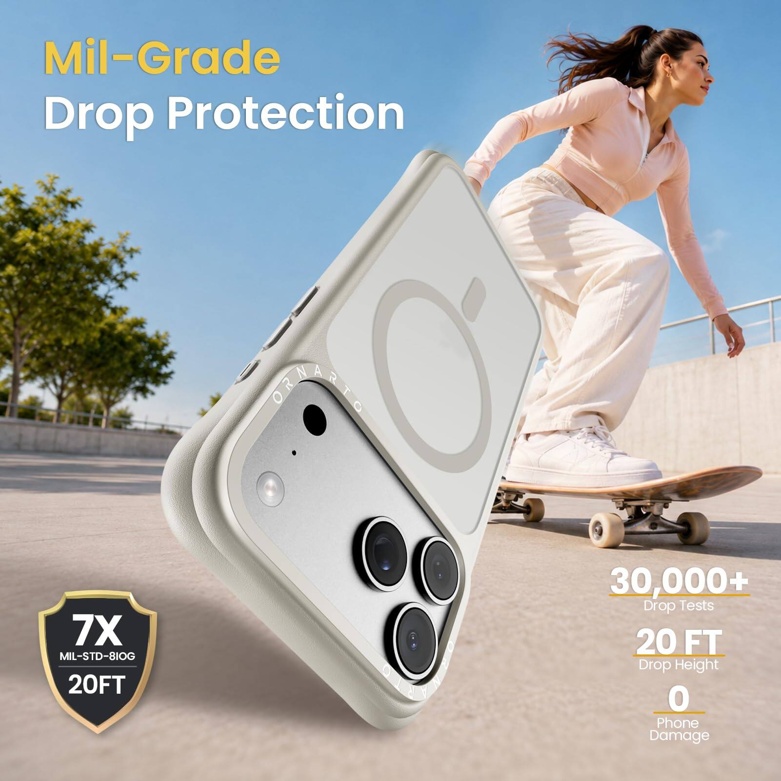 Mil-Grade Drop Protection

7X MIL-STD-810G 20FT

30,000+ Drop Tests 20 FT Drop Height 0 Phone Damage
