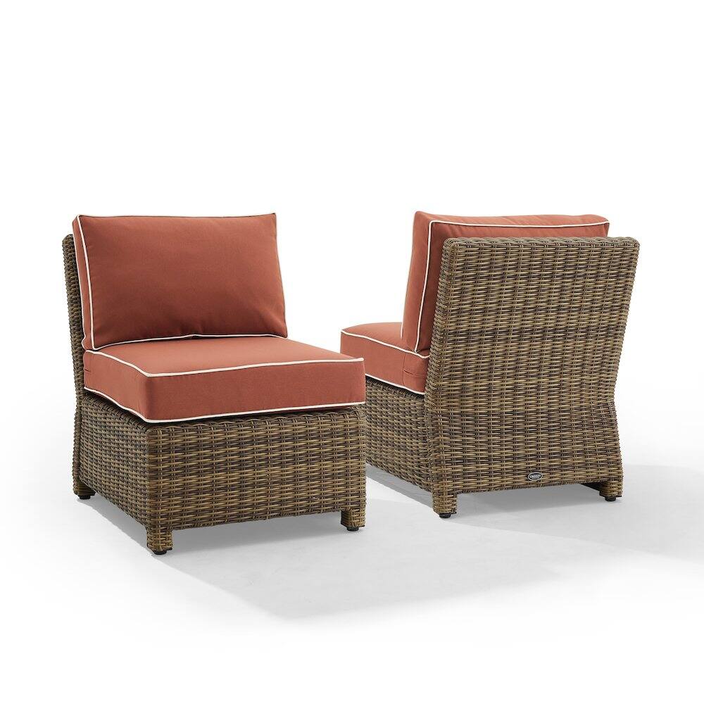 Left. Crosley Furniture - Bradenton 2Pc Armless Wicker Outdoor Chair Set - 2 Armless Chairs - Sangria.