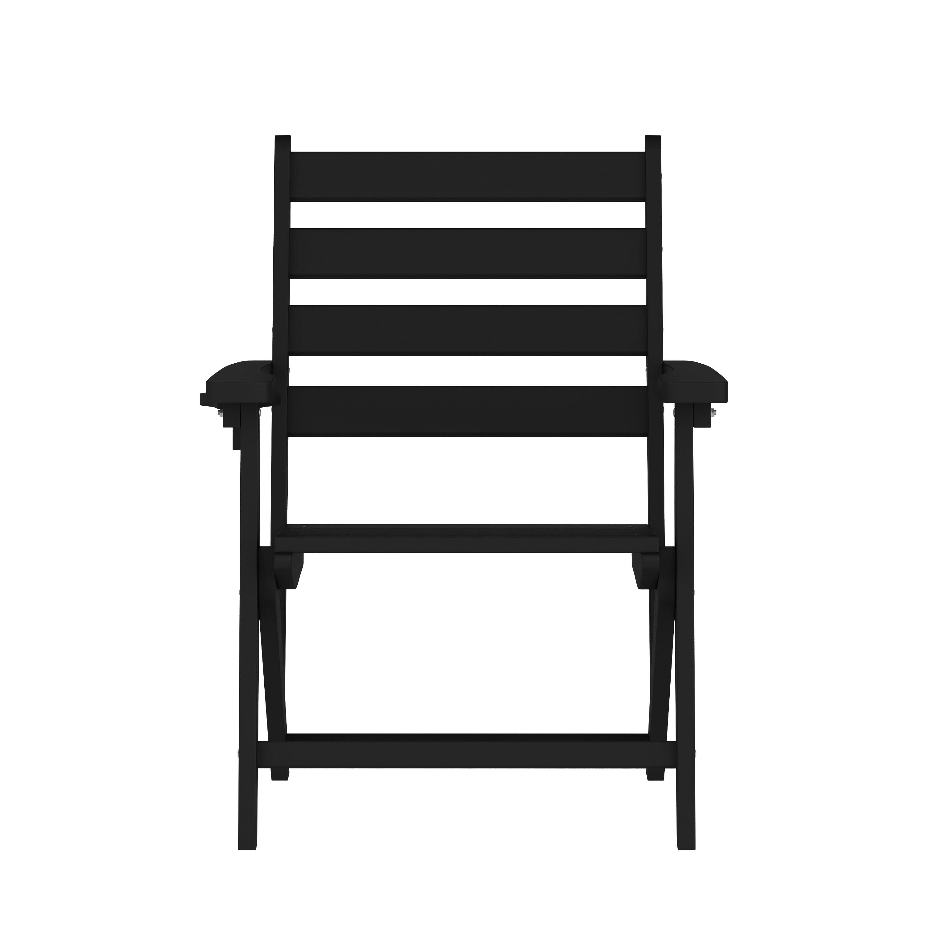 Alt View 8. Emma + Oliver - Arcata Adirondack Dining Chair with Fold Out Cup Holder, Weather Resistant Recycled HDPE Adirondack Chair - Black.