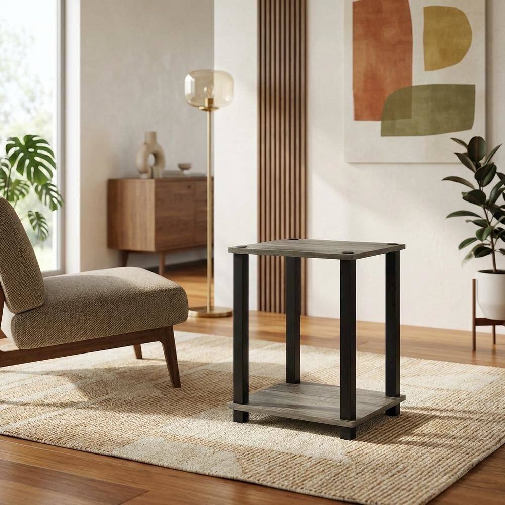 Angle. FurniFact - Small French Oak and Black End Table Set with Modern Design - French Oak/Black.