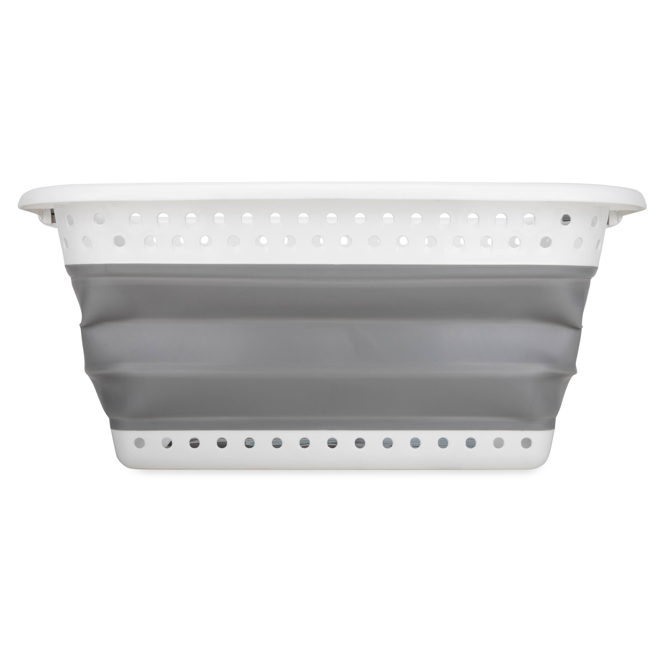 Alt View 5. Camco - Camco Collapsible Laundry Basket, Plastic Bin, Handles for Storage, Large, White - White.