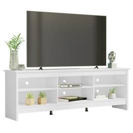 Madesa - TV Stand Entertainment Center with 6 Open Shelves and Cable Management 70"L - White