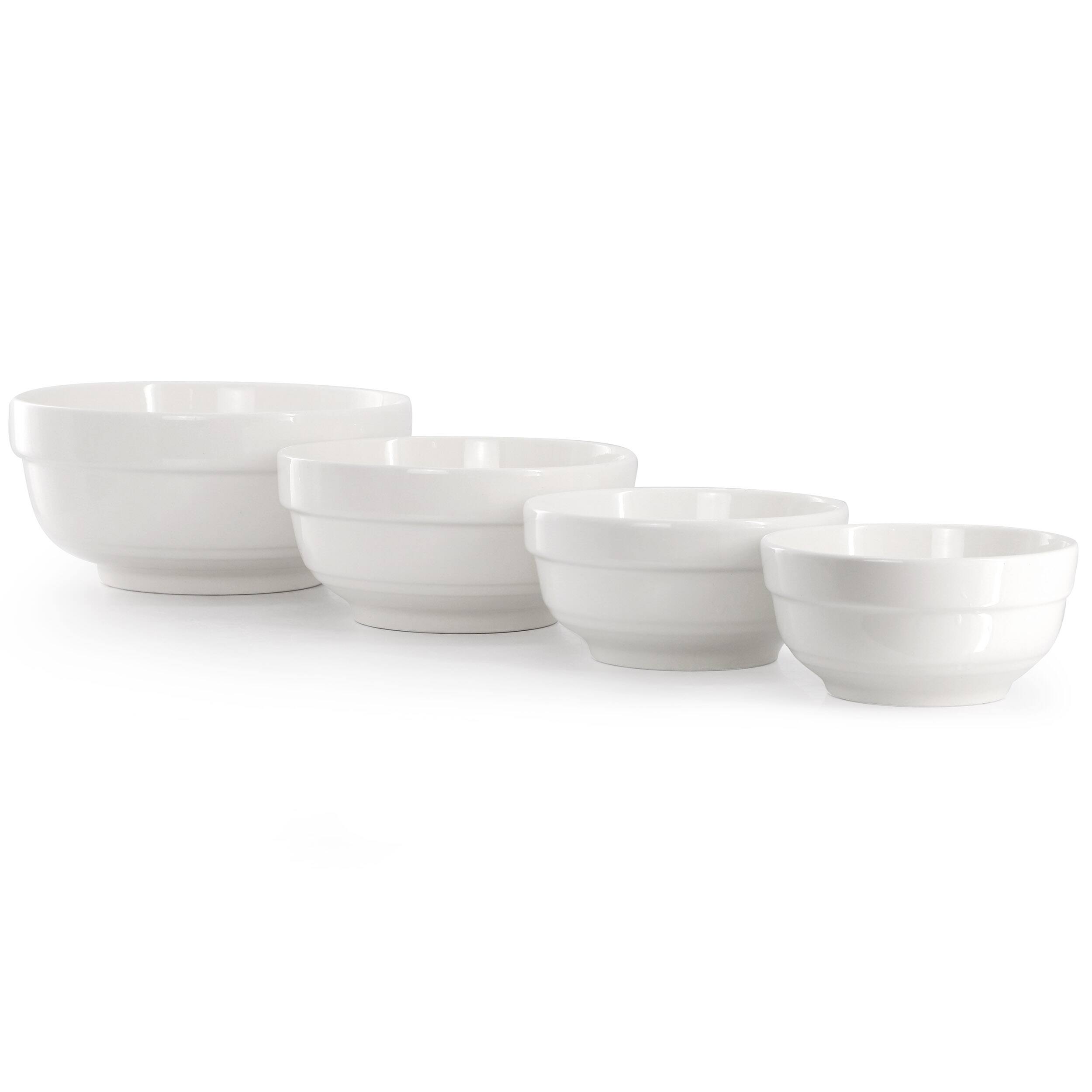Left. Gibson - Gibson Home Great Essentials 4 Piece Fine Ceramic Serving Bowl Set in White - White.