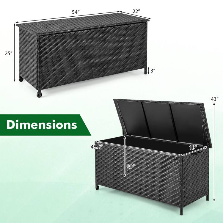 54" x 22" x 25" x 3"  
Dimensions: 48.5" x 19" x 21" x 43"