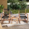 Front. Costway - Costway 3pcs Patio Acacia Wood Bistro Table Rocking Chair Set All-Weather Rope Outdoor - Black/Natural.