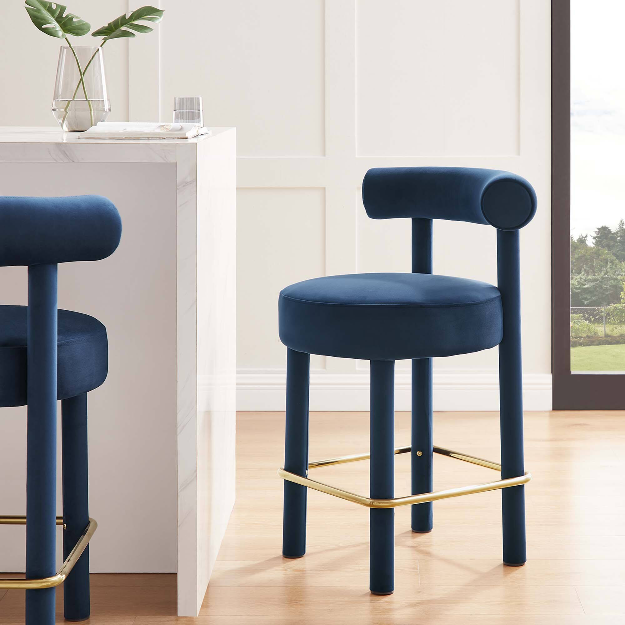 Alt View 4. Modway - Toulouse Performance Velvet Counter Stool by Modway - Yellow.