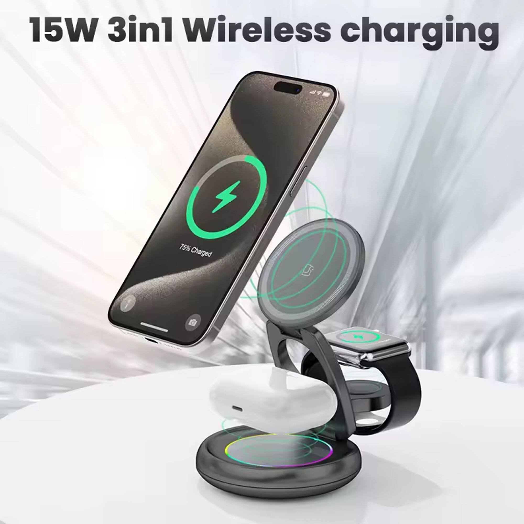 15W 3in1 Wireless charging  
75% Charged