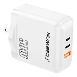 Entronix - 50W Wall Charger – Dual USB-C & USB-A Fast Charging Plug - White