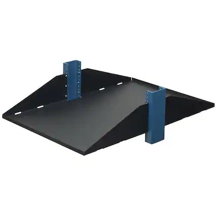Front. RackSolutions - RackSolutions 3U 2Post Center Mount Solid Shelf 29in Depth - Flanged Down, Supports 300 lbs, Compatible with 2 Post Rack - Black.
