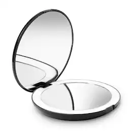 fancii - Lumi 5" Compact Mirror with LED Lights - Midnight Black
