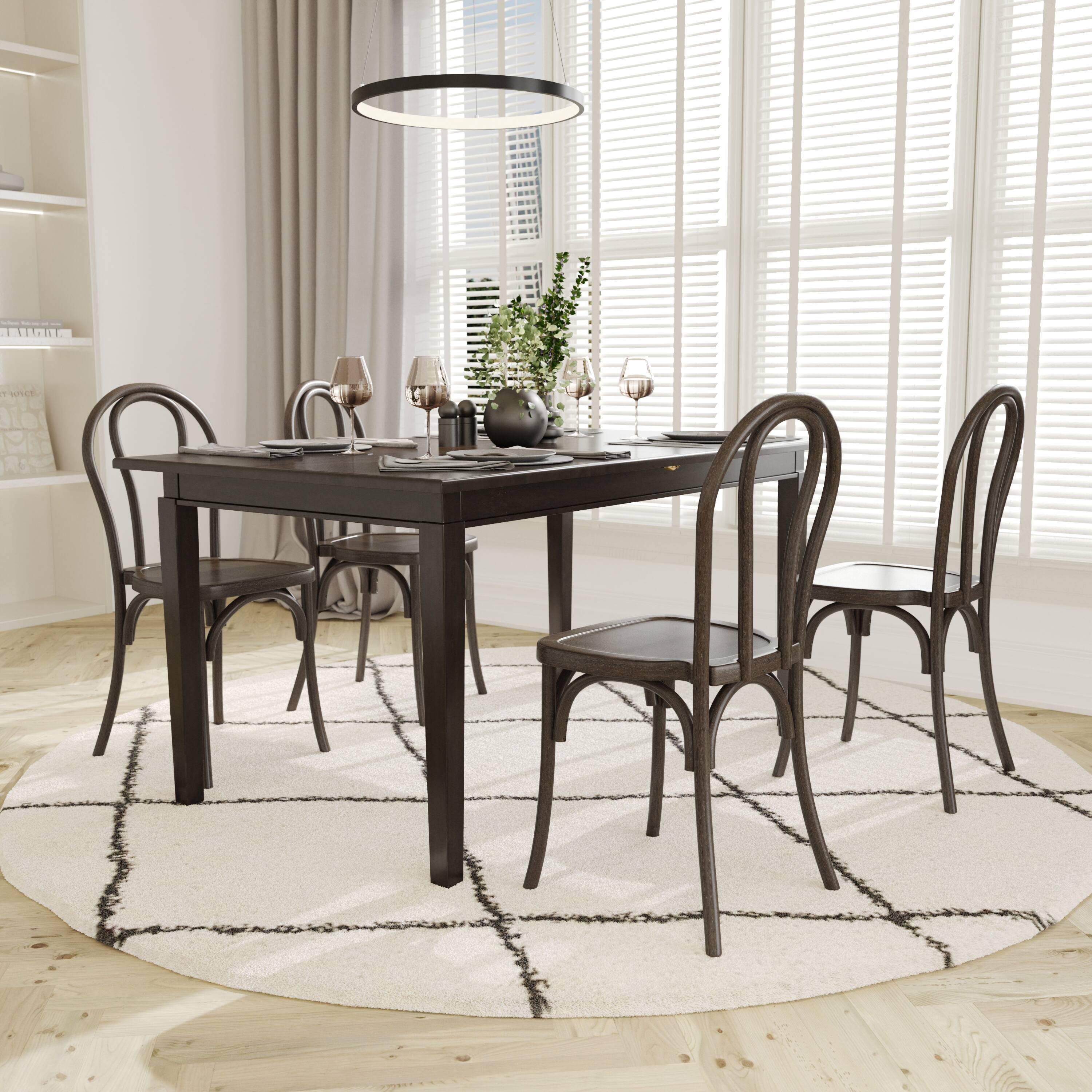 Alt View 3. Emma + Oliver - Hensler Weather-Resistant Wood Look Stackable Resin Thonet Chair for Indoor/Outdoor Use - Dark Brown.