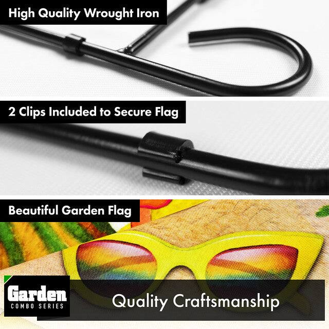 High Quality Wrought Iron  
2 Clips Included to Secure Flag  
Beautiful Garden Flag  
Quality Craftsmanship  

Garden COMBO SERIES