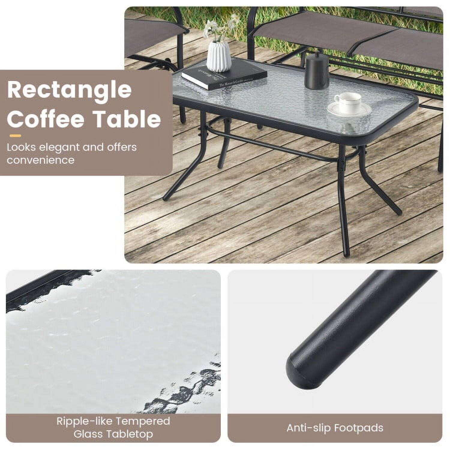 Rectangle Coffee Table  
- Looks elegant and offers convenience  

Ripple-like Tempered Glass Tabletop  
Anti-slip Footpads