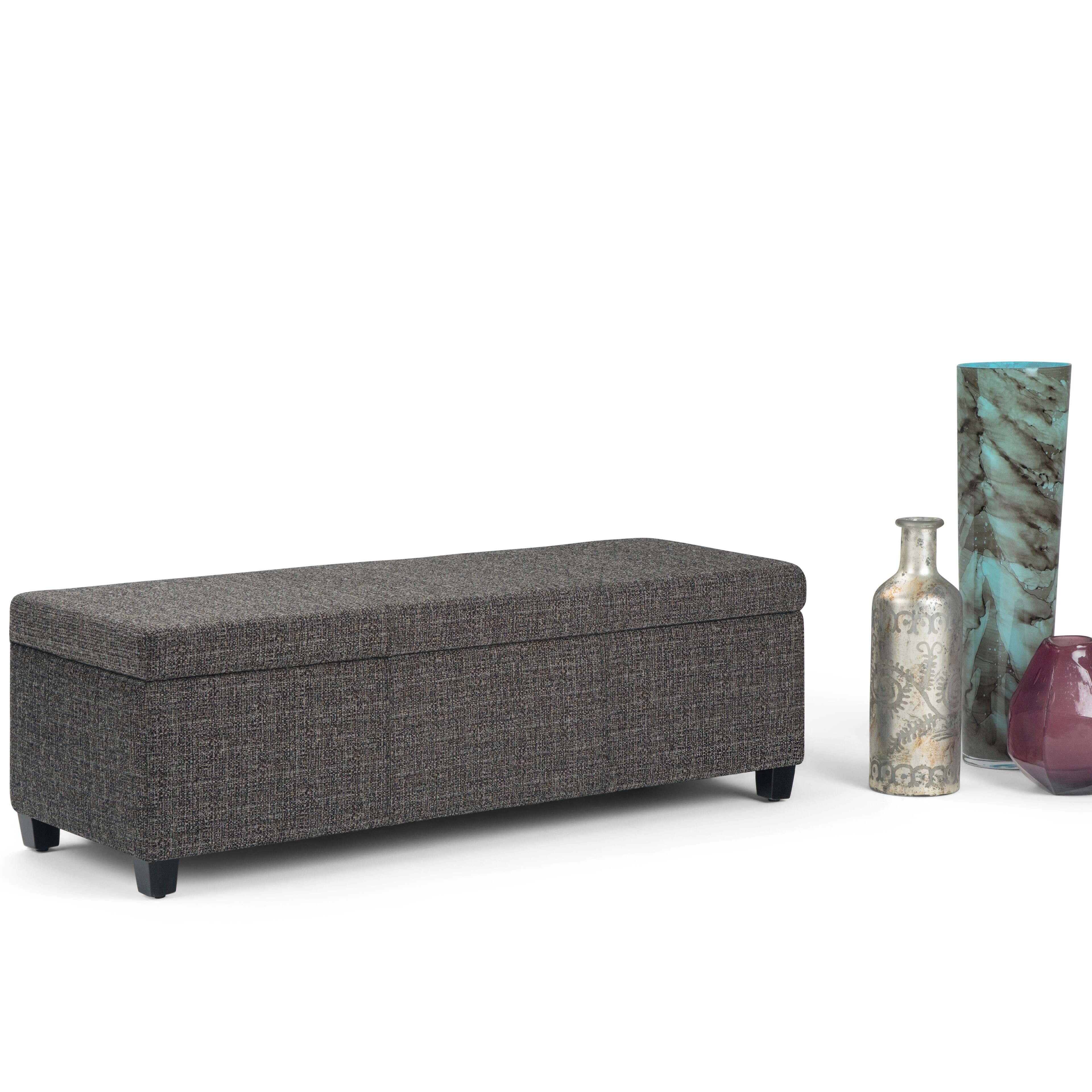 Alt View 11. Simpli Home - Avalon 48 inch Wide Contemporary Rectangle Storage Ottoman Bench - Dark Gray.