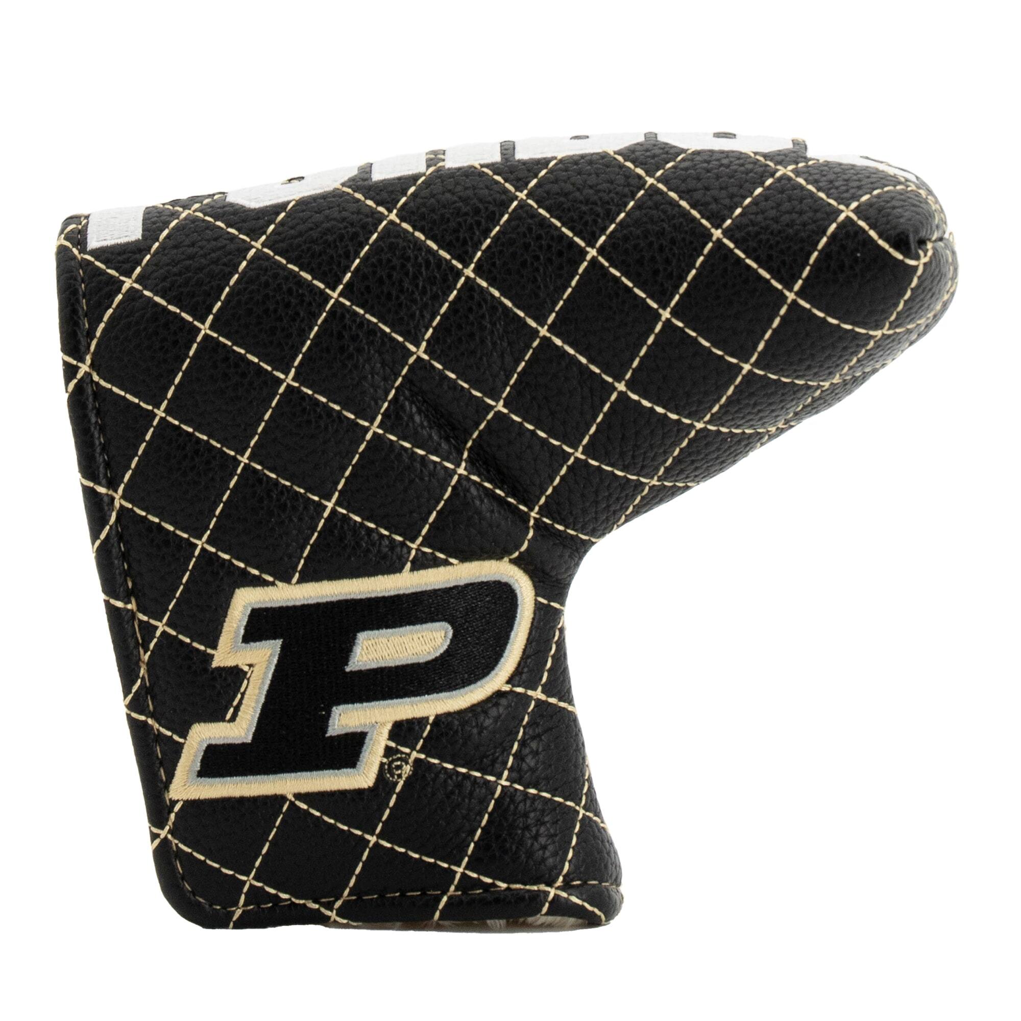 Front. Team Golf - Purdue Boilermakers Quilted Blade Putter Cover - Multicolor.