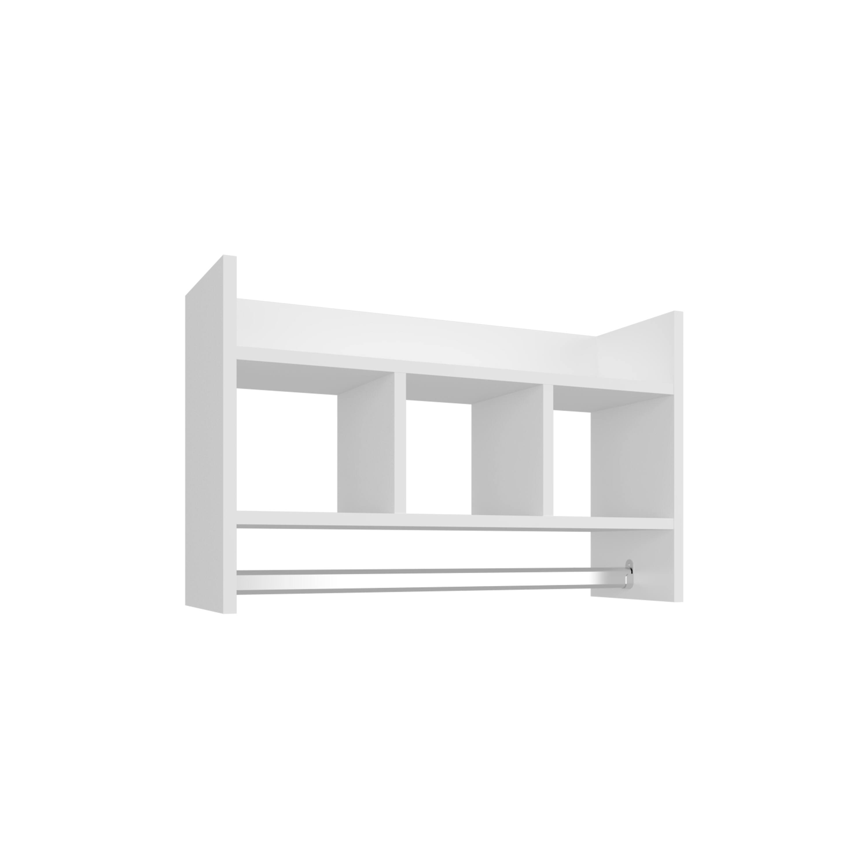 Alt View 3. TuHome - Bathroom Wall Shelf with Towel Bar, Compact Storage With A Wide Upper Shelf, Three Comapct Middle Shelves. - White.
