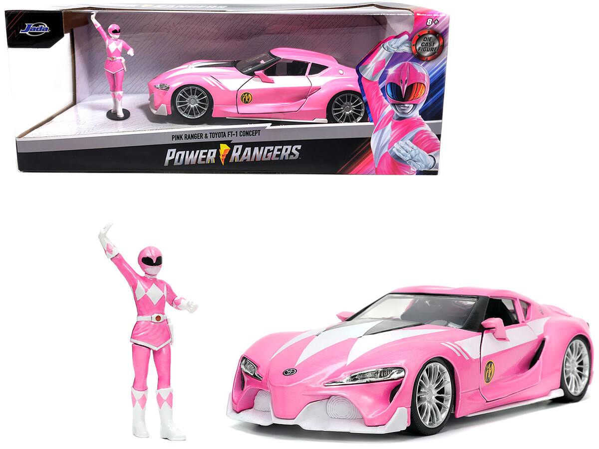 Jada - Toyota FT-1 Concept and Pink Ranger Diecast Figurine "Power Rangers" "Hollywood Rides" Series 1/24 - Pink Metallic