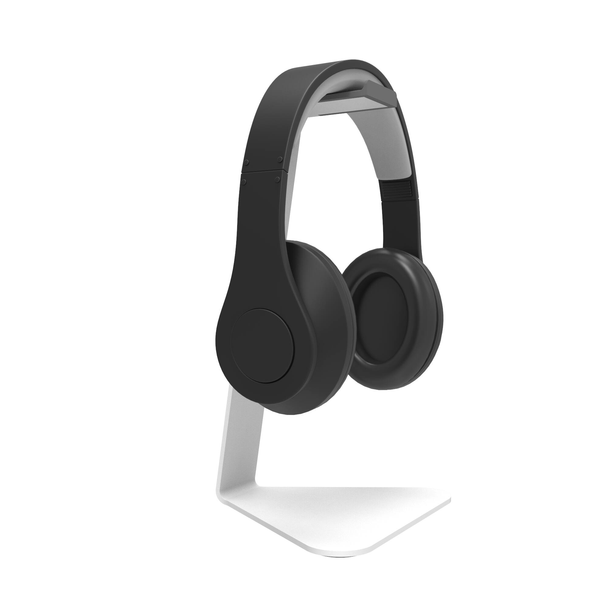 Angle. Kanto - Low Profile Universal Headphone Stand with Curved Silicone Cradle - White.