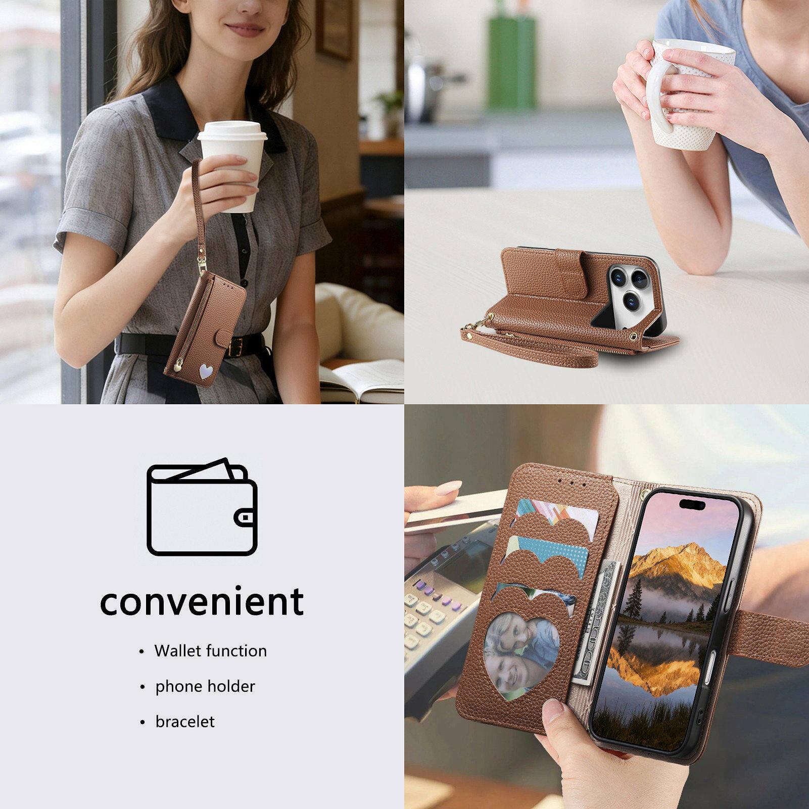 convenient  
Wallet function  
phone holder  
bracelet