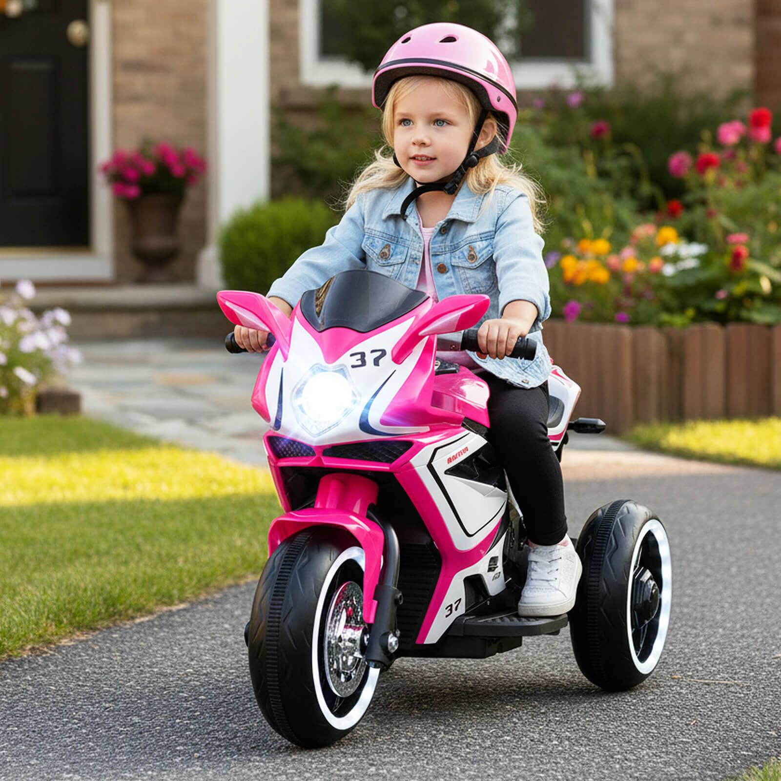 Alt View 1. Costway - Costway Kids Ride on Motorcycle 6V Battery Powered Mini Electric Motorbike with LED Lights - Pink.