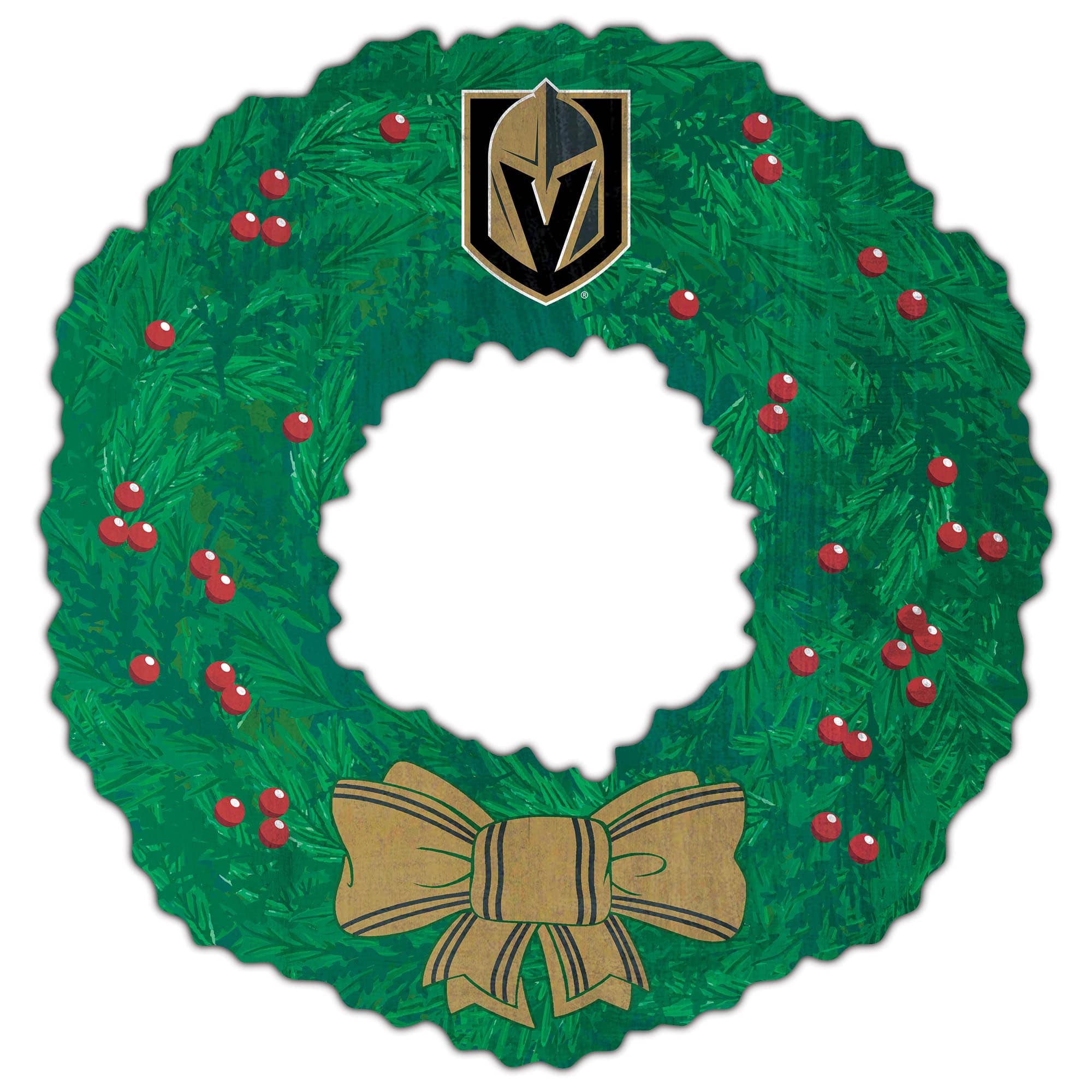 Front. Fan Creations - Vegas Golden Knights 16'' Team Wreath Sign - Green.