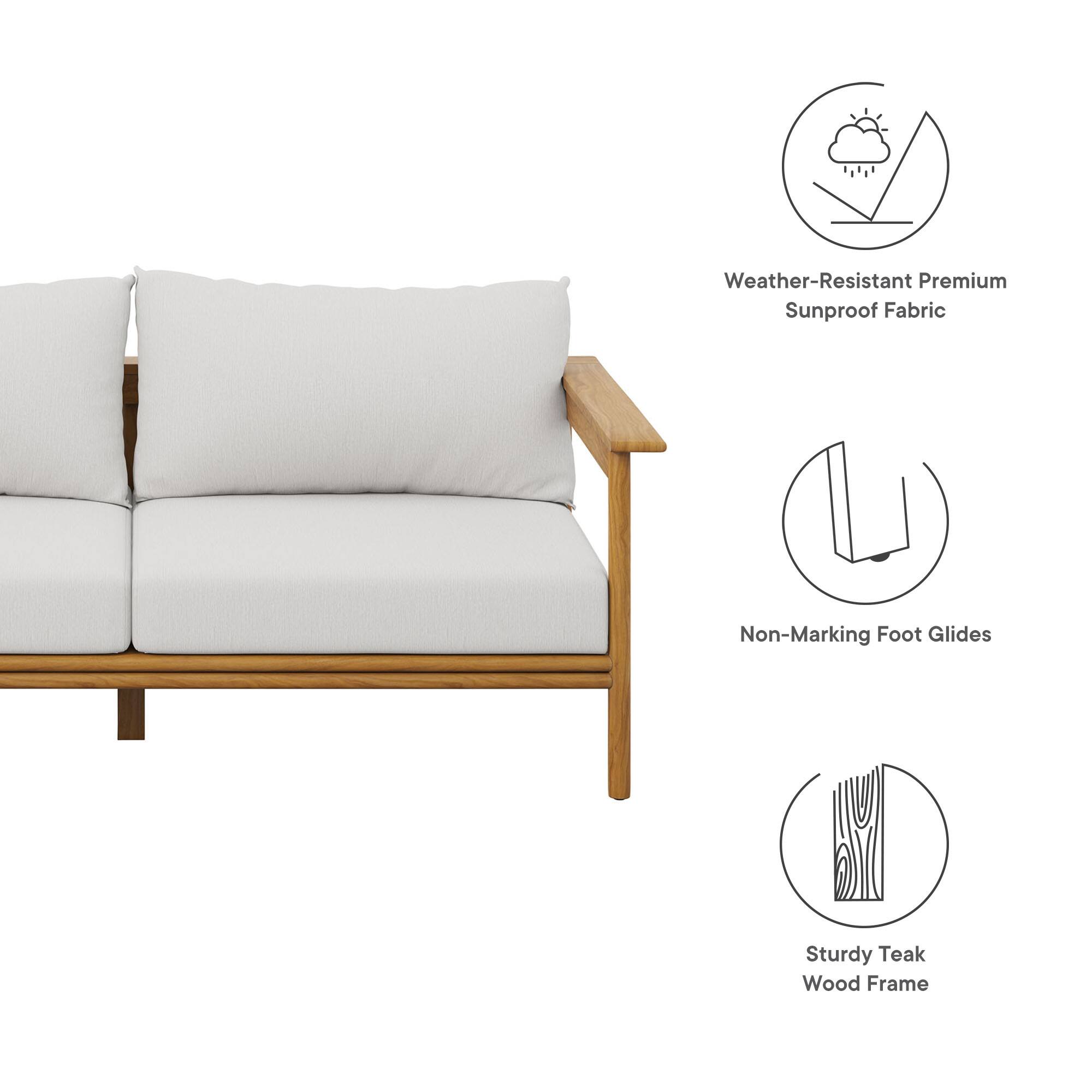 Weather-Resistant Premium Sunproof Fabric  
Non-Marking Foot Glides  
Sturdy Teak Wood Frame