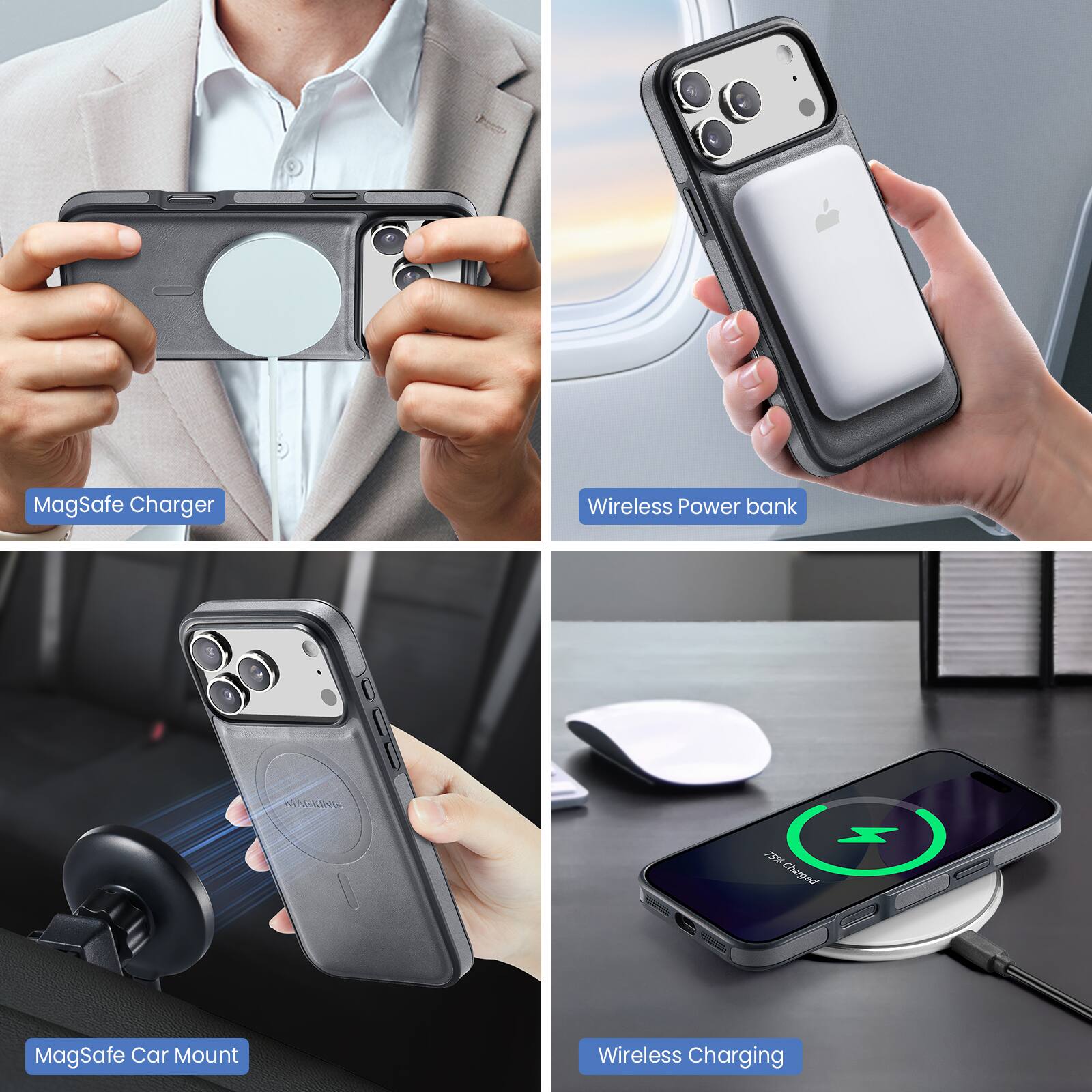 MagSafe Charger  
Wireless Power bank  
MagSafe Car Mount  
Wireless Charging
