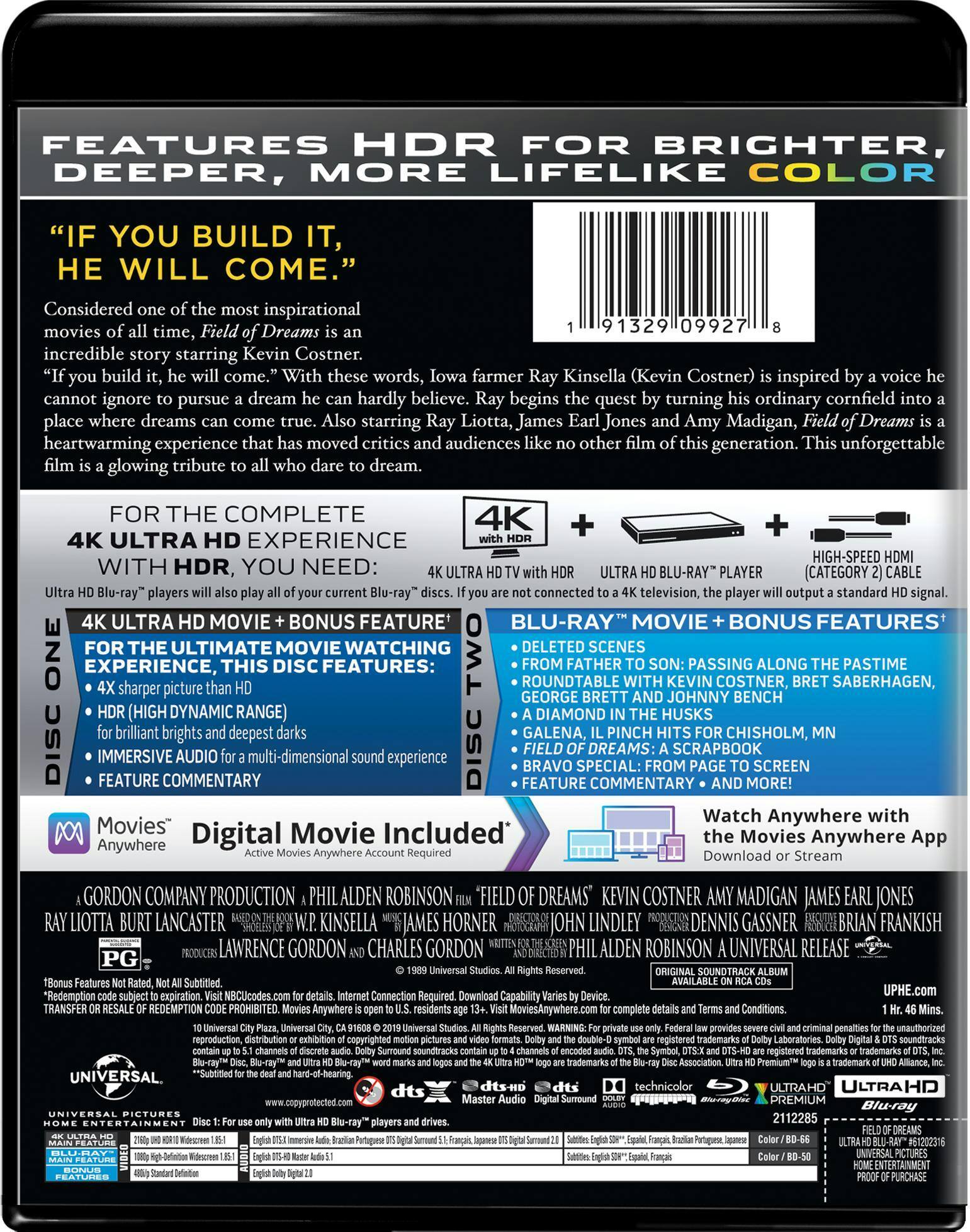Back. Field of Dreams (4K (30th Anniversary Edition)) [UHD].